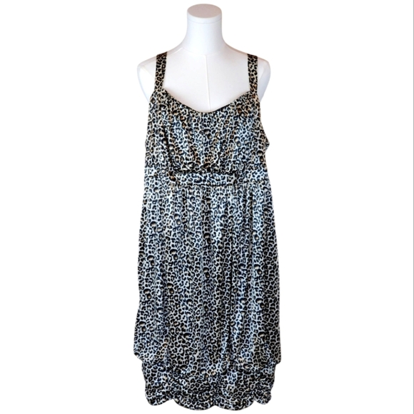 Torrid Leopard Print Bubble Hem Dress Ruched Bust Adjustable Straps Plus Size 3 - Picture 1 of 11